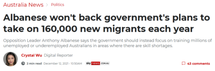 Albanese Government immigration