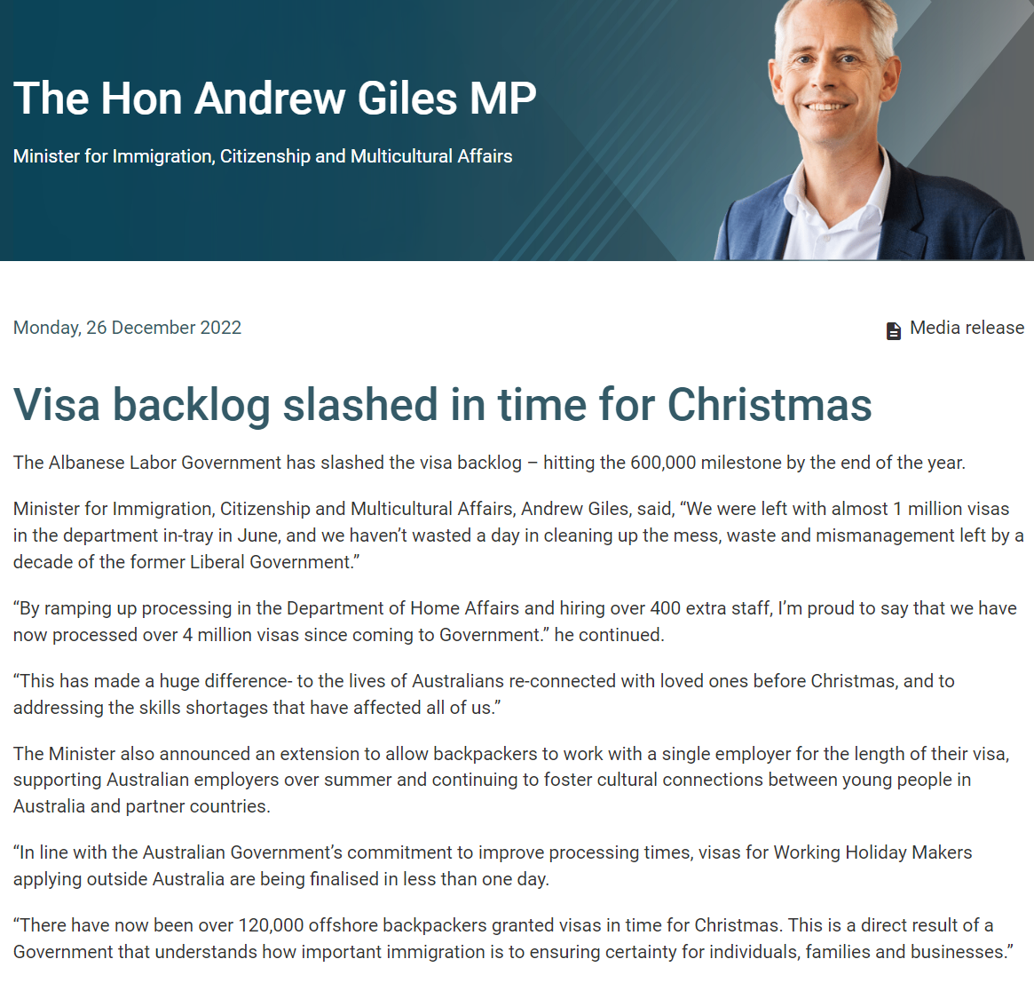 Andrew Giles media release