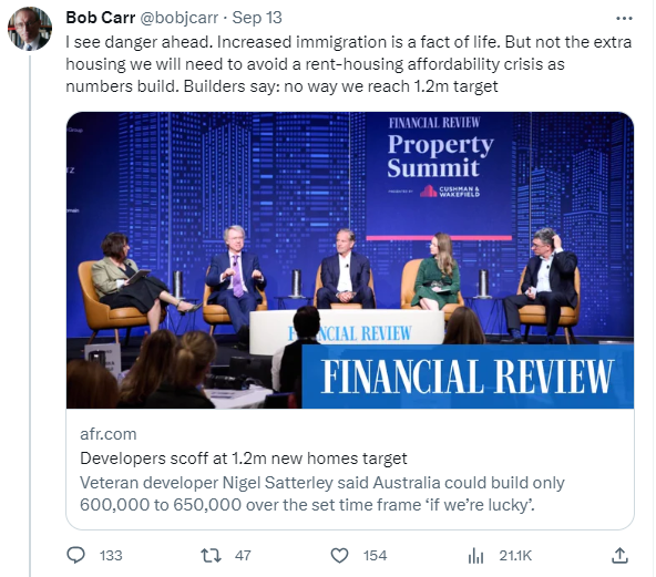 Bob Carr Tweet