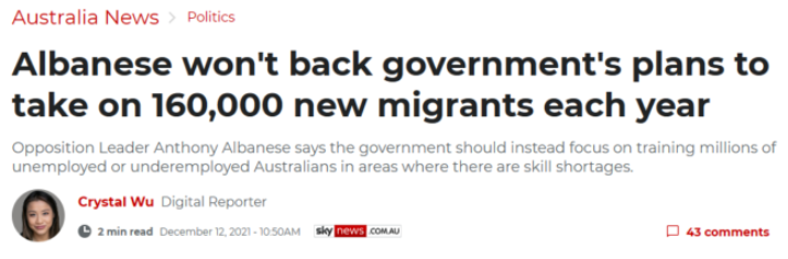 Albo immigration pledge