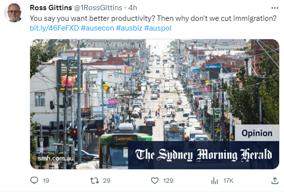 Ross Gittins Tweet