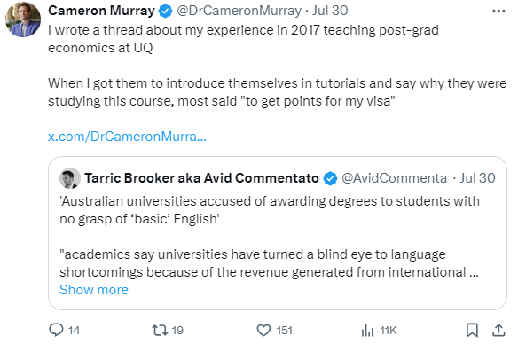 Dr Cameron Murray Tweet