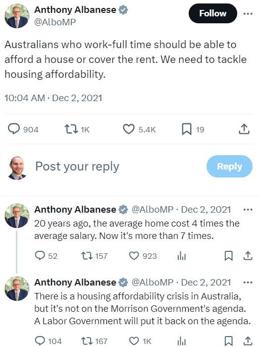 Anthony Albanese Tweet