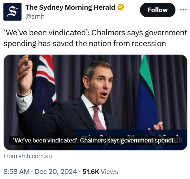 Jim Chalmers Tweet