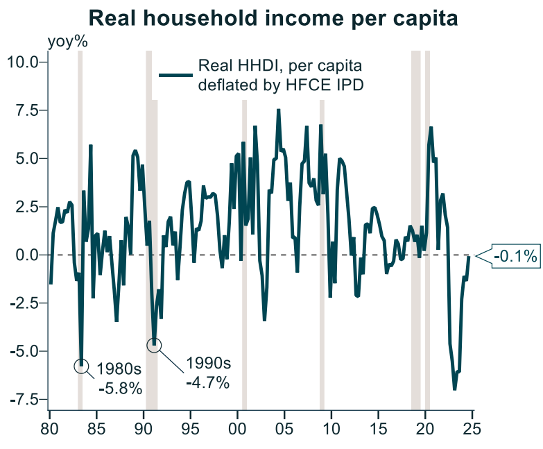 Real per capita household disposable income