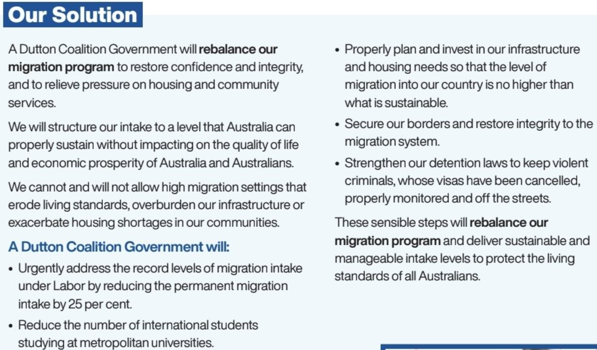 Coalition's immigration policy