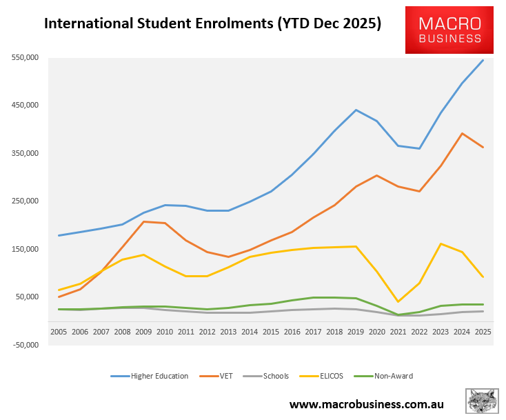 International student enrolments by category