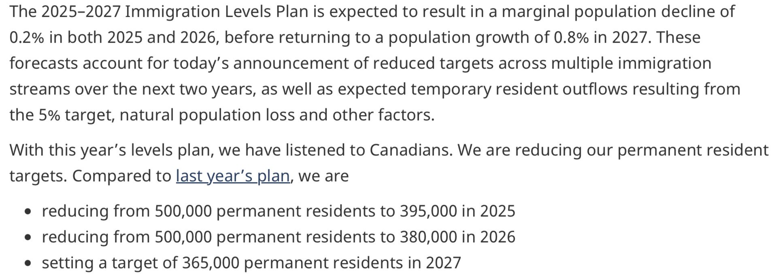 Canada population statement