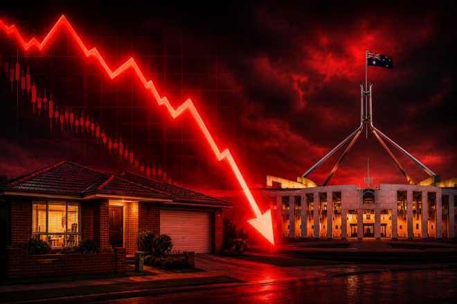 Housing market graphic illustrating weaker demand and auction conditions